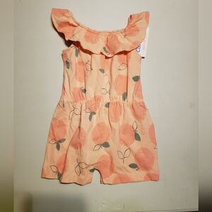 Carter's Peach and Green Leaf Romper
